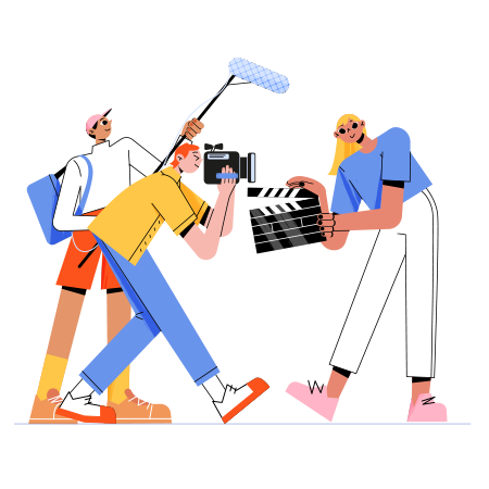 Illustration of film production services including shooting and editing
