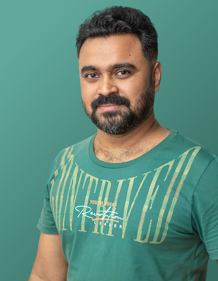Portrait of Rony Babu, a filmmaker and actor from West Bengal.