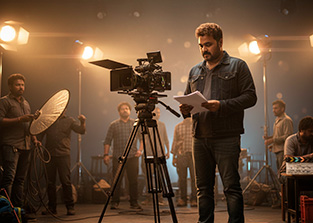 Brand film crew filming a product demo