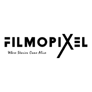 Filmopixel Main logo in black with transparent background, PNG file.